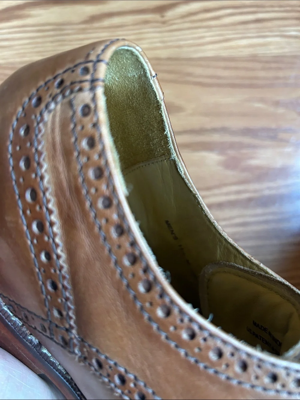 Cole Haan Tan Leather Wingtip Derbys with Light Laces
